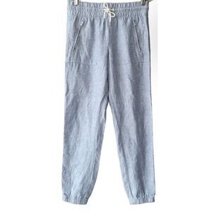 Athleta Womens Pants 4 Jogger‎ Linen Cabo Blue Chambray Drawstring